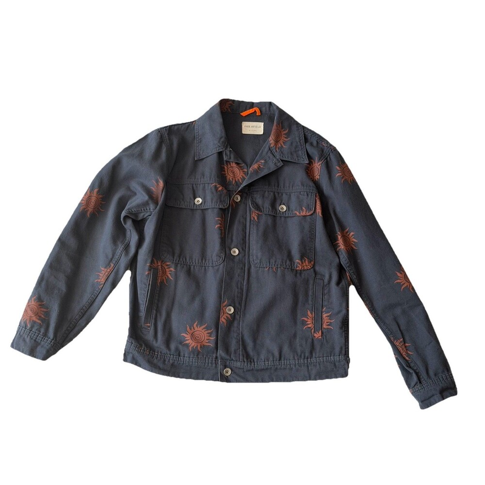 FAR AFIELD Jacket Men's Large Blue Sunburst  WATTS Jacket Trucker Chore Workwear